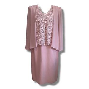 Vintage Pink Beaded Floral Dress